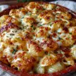 three cheese baked mac and cheese - featured image